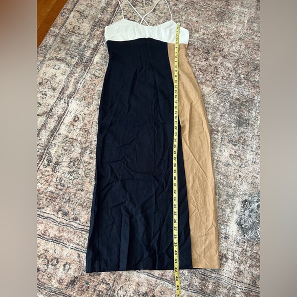 Zara Womens Color Block Midi Slip Dress Small Linen Summer Occasion Boho Preppy - Picture 16 of 16